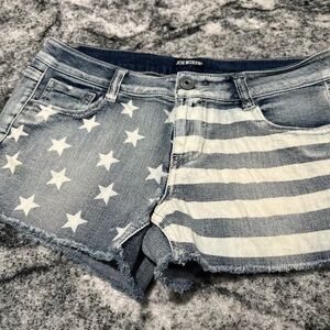 Joe Boxer Women's Star and Stripe Denim Shorts - Blue and White